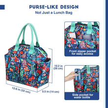 Load image into Gallery viewer, Insulated Lunch Bag, Leakproof Lunch Cooler with Front and Side Pockets - Jungle Night
