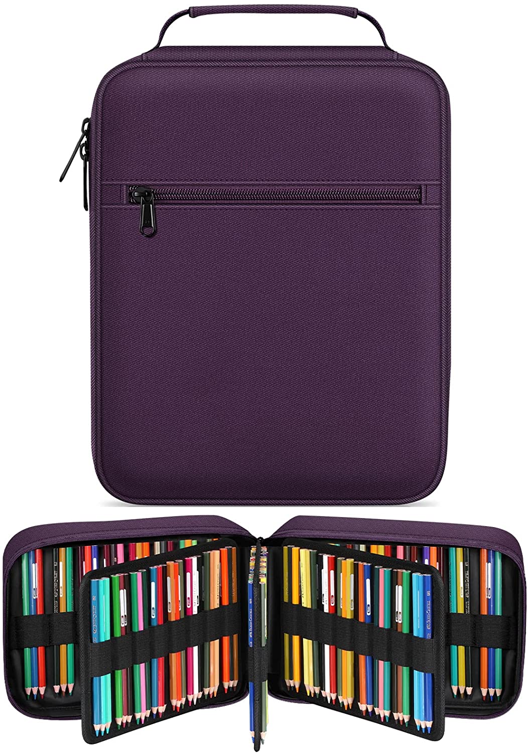 Multilayer Watercolor Pen Bag w/ Front Zipper Pocket